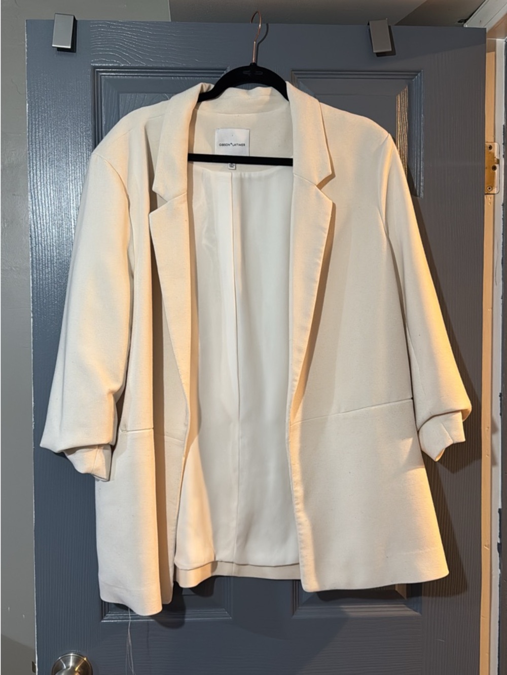 Light Cream Women's Open-Front Blazer Jacket
